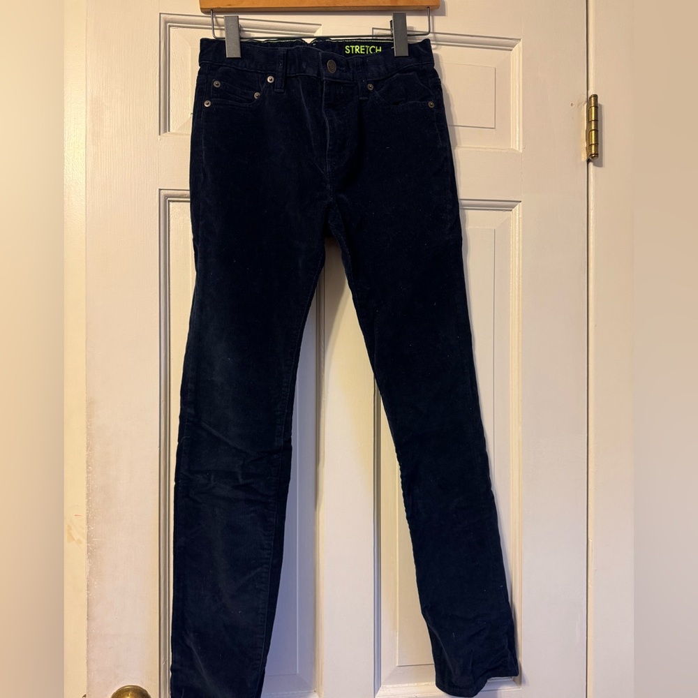 The perfect pant for winter! 
Navy J Crew stretch corduroy size 14